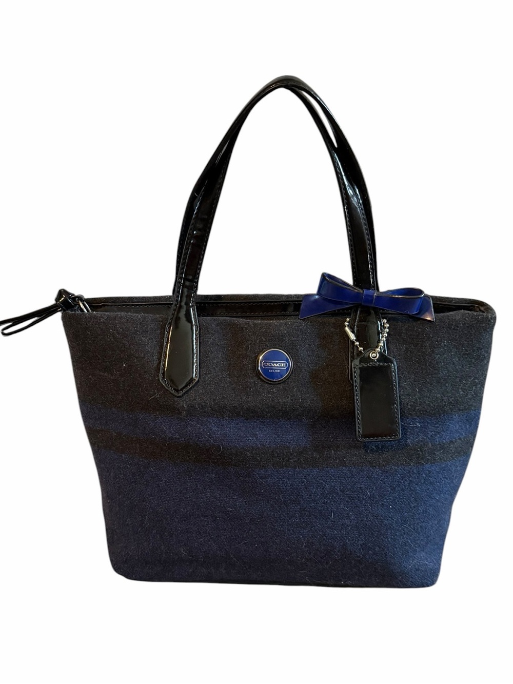 Coach Signature Stripe Wool Tote